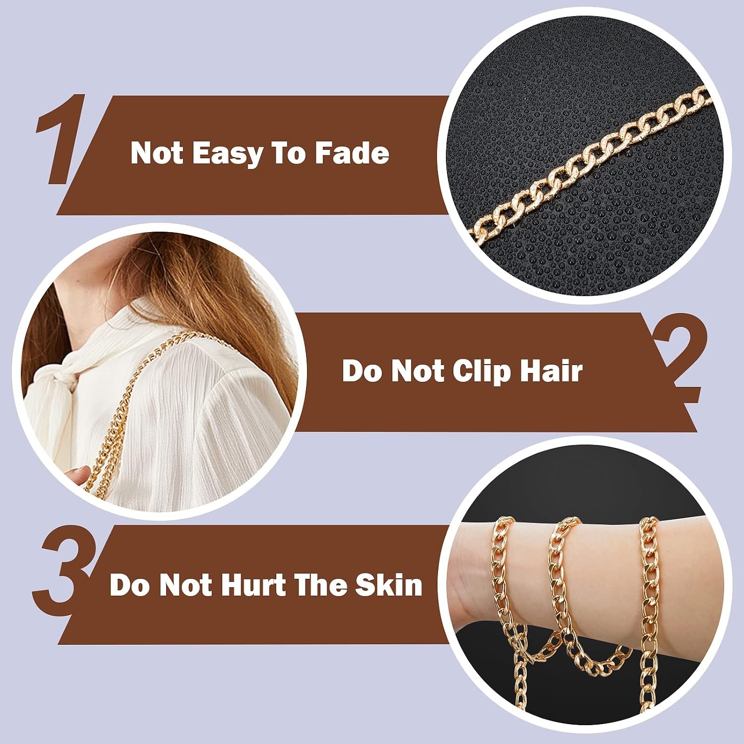 Gold Purse Chain Straps, 4 Pack Iron Replacement Chains with Clasps | Four leng.