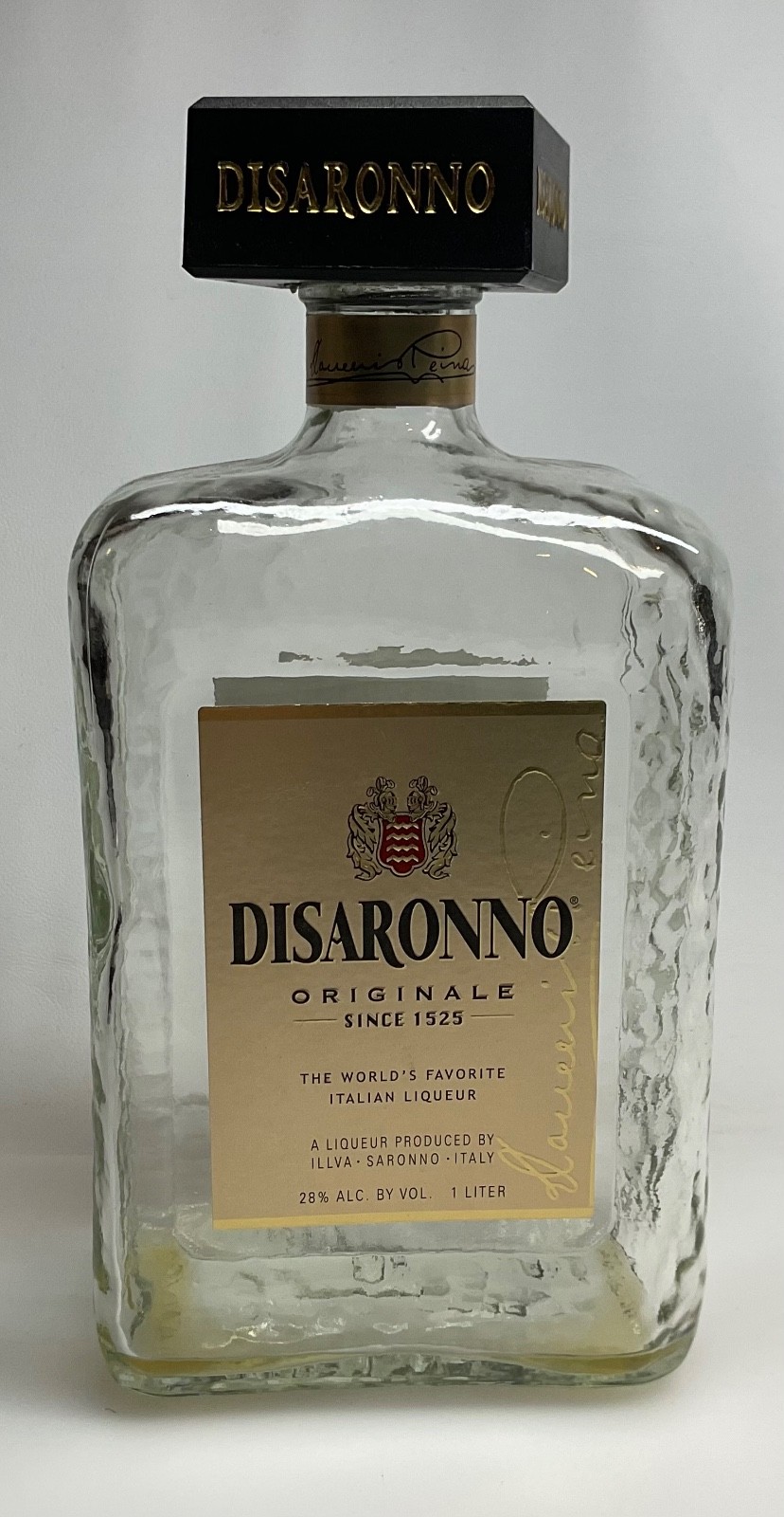 Empty Disaronno Amaretto Bottle 1 Liter Glass Decanter Bar Decor mancave w/ Cap