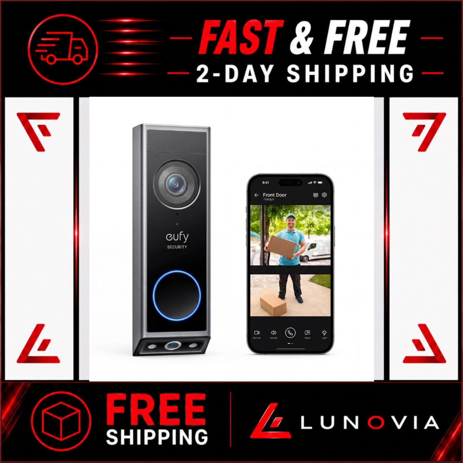eufy Security Video Doorbell E340, 2K FHD, Wireless/Wired, Night Vision