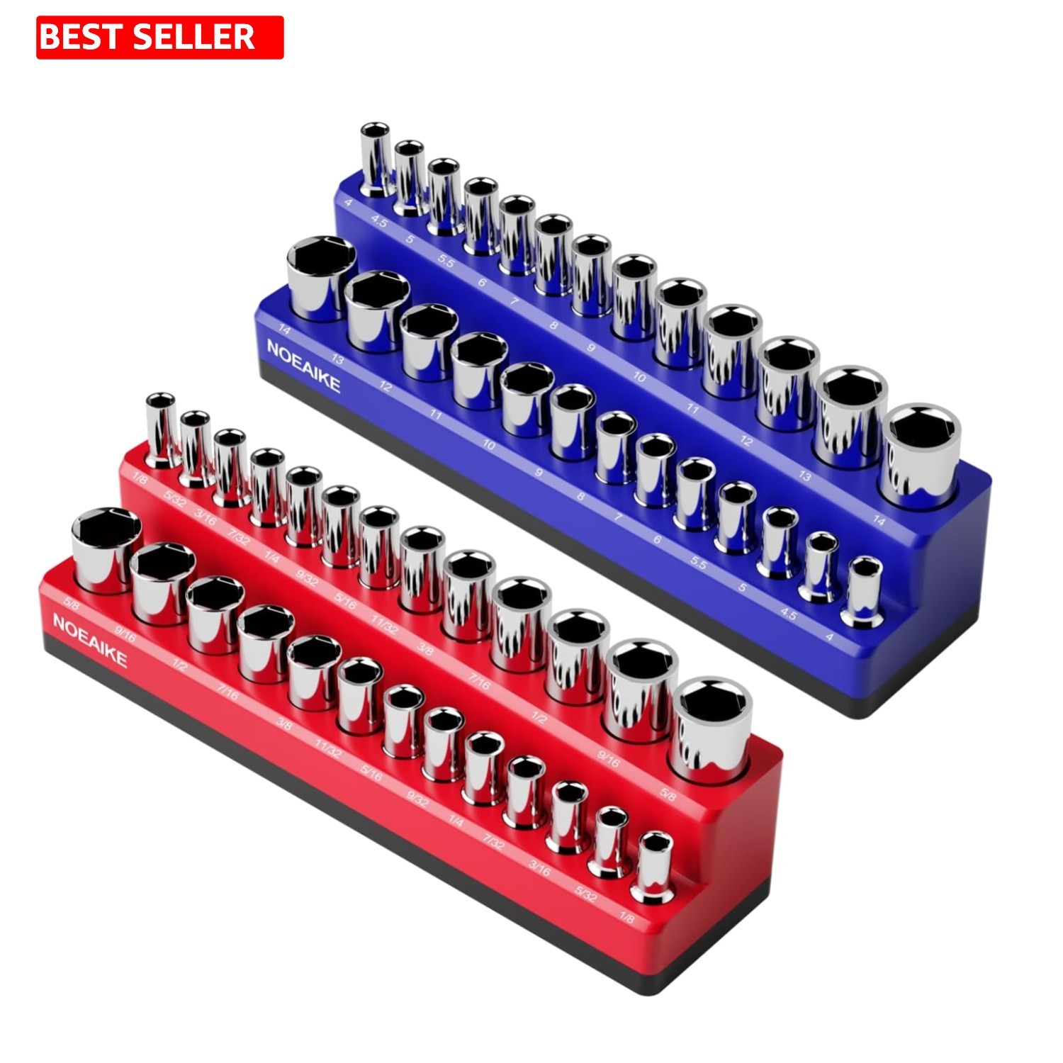 2-Pack Magnetic Socket Organizer for 1/4" Drive - SAE & Metric