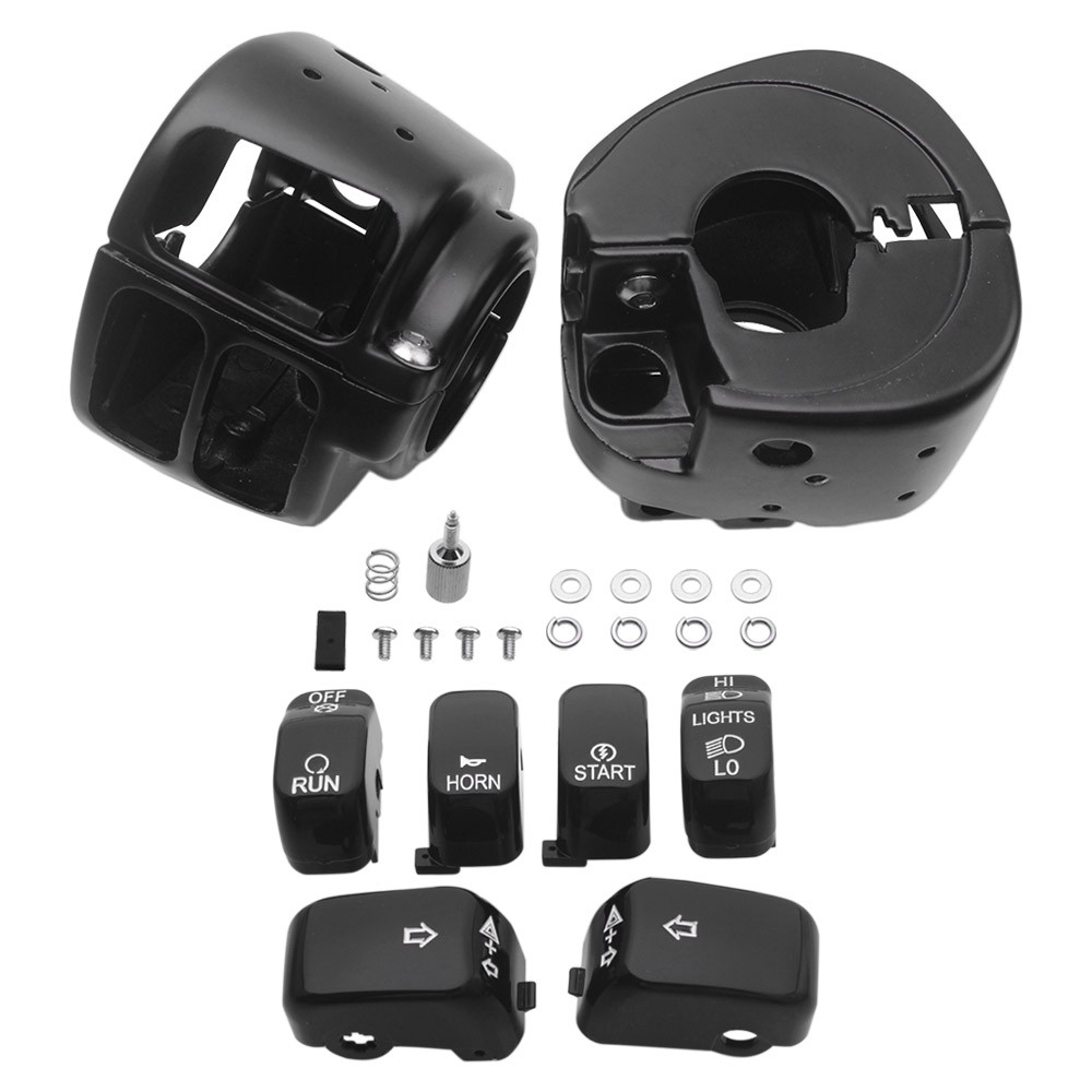 Black Switch Housing Cover w/ Button Caps For Harley Sportster XL Dyna Row Rider