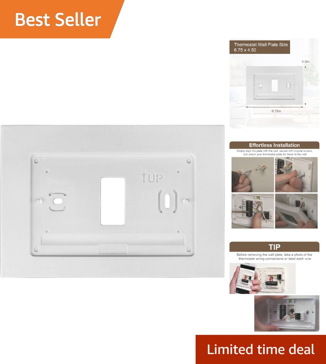 Protective Wall Plate for Sensi Programmable Thermostat - Polished White Finish