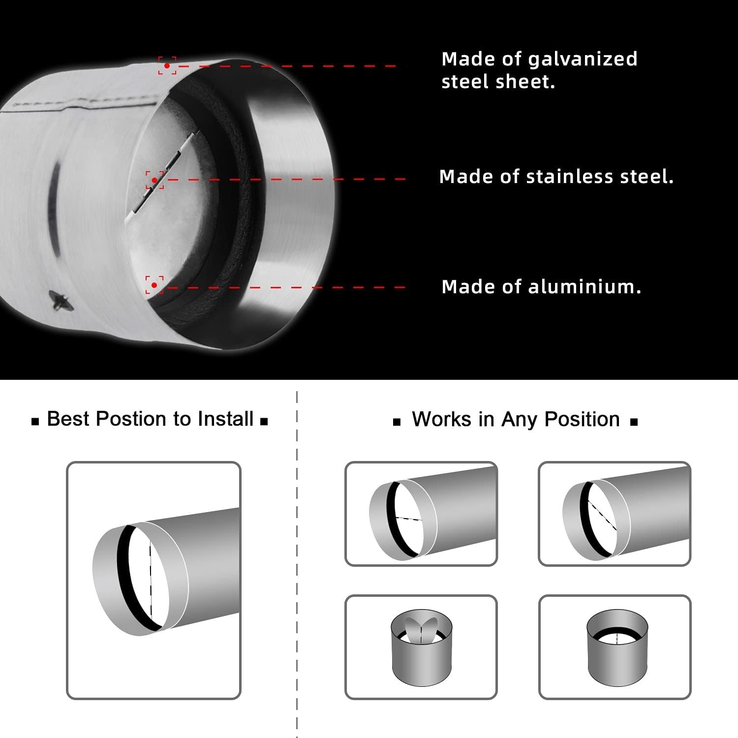 4 Inch Professional Backdraft Damper Shutter Connector Duct
