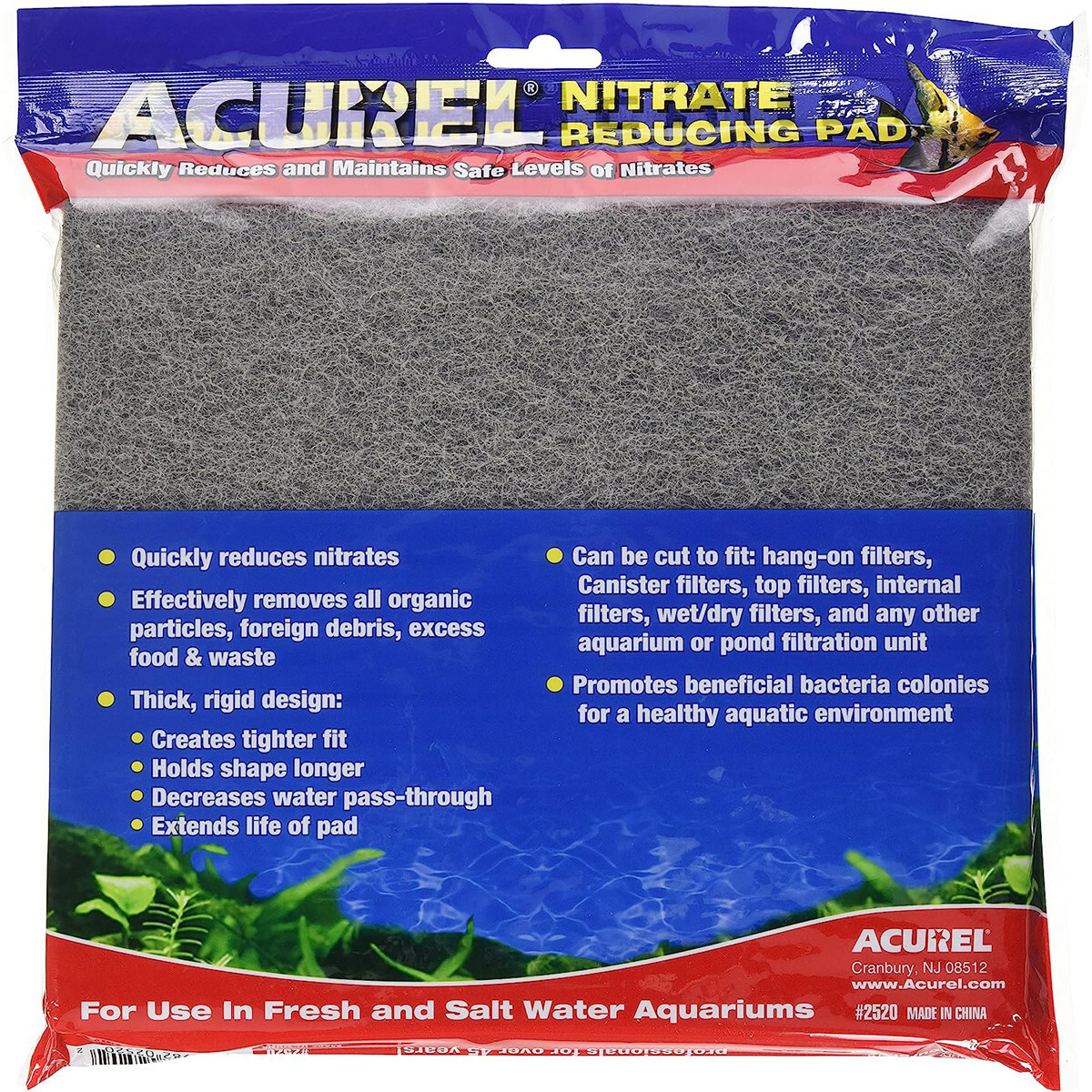Acurel Nitrate Reducing Pad 10” x 18" Aquarium Water Nitrate Removal Filter Pad