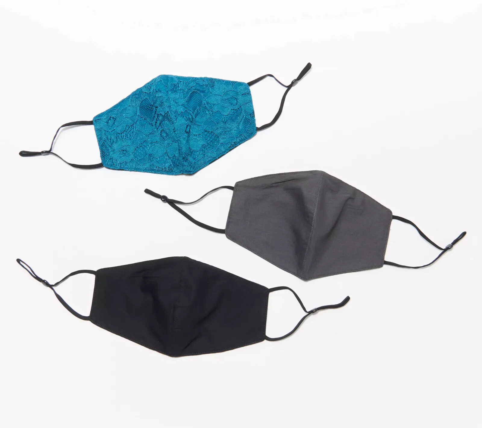 Breezies Lace Face Coverings with UltimAir Set of 3 Face Mask Teal One Size