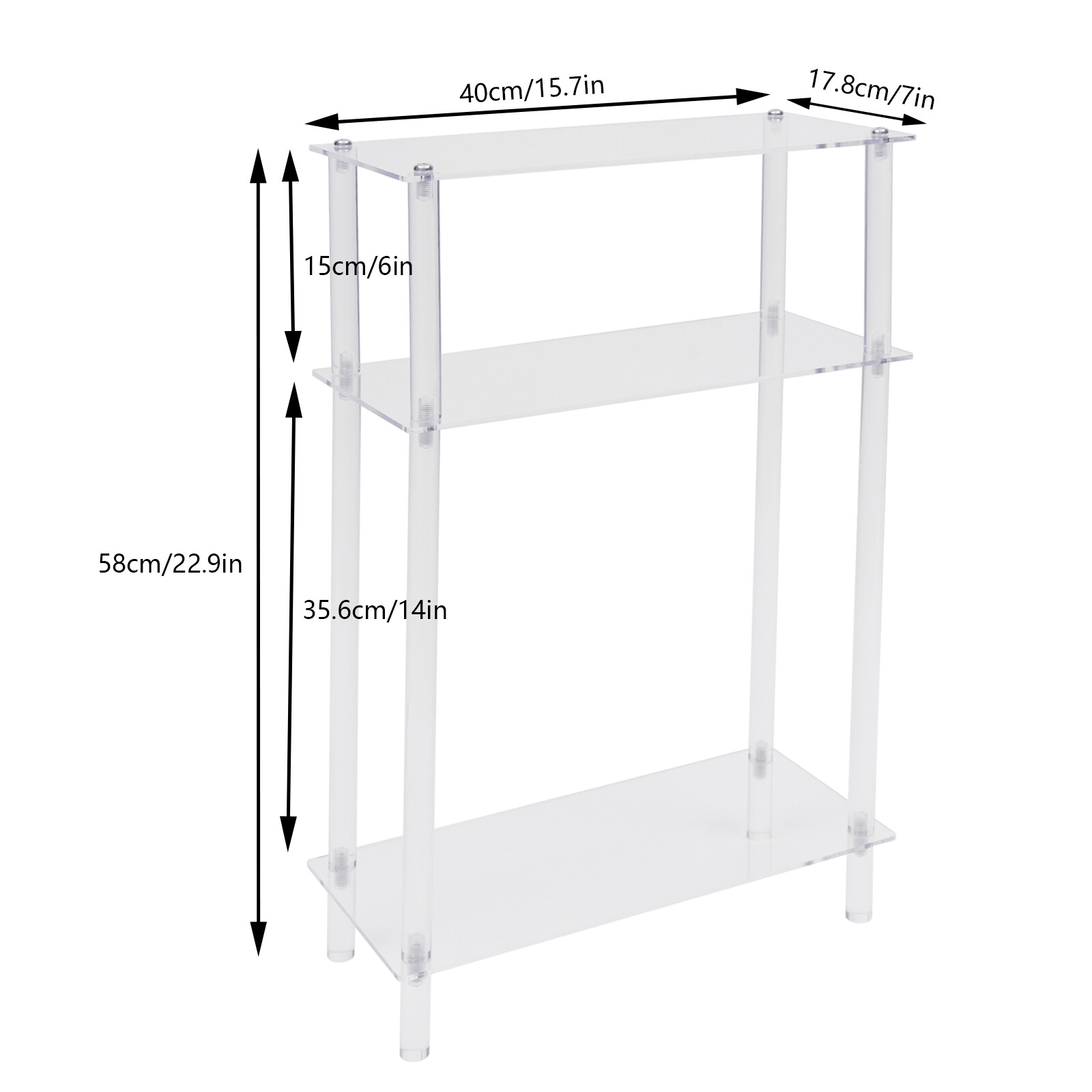 Acrylic Narrow Side Table 7" Wide Skinny Nightstand/Bedside Slim Small End Table