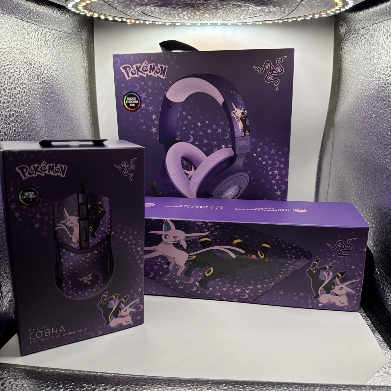 Pokemon x Razer Kraken X V4 Headset| Cobra Wired Mouse|Mousepad|Espeon & Umbreon