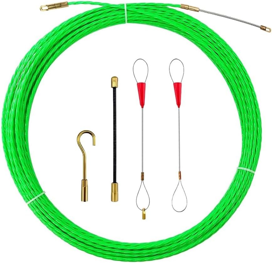 37FT Fish Tape Wire Puller 5 Adapters Durable Cable Retraction Aid Work 12M