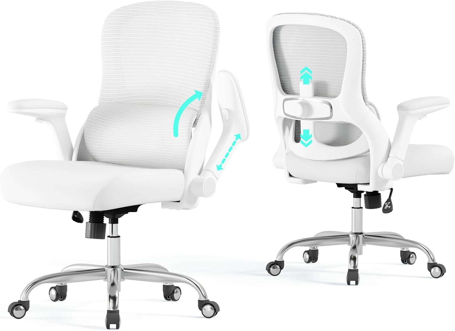 White Office Chair for Big and Tall People - 400Lbs Wide Seat Computer Desk Chai
