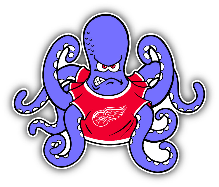 Detroit Red Wings NHL Hockey Octopus  Car Bumper Sticker  - 3'', 5'' or 6''
