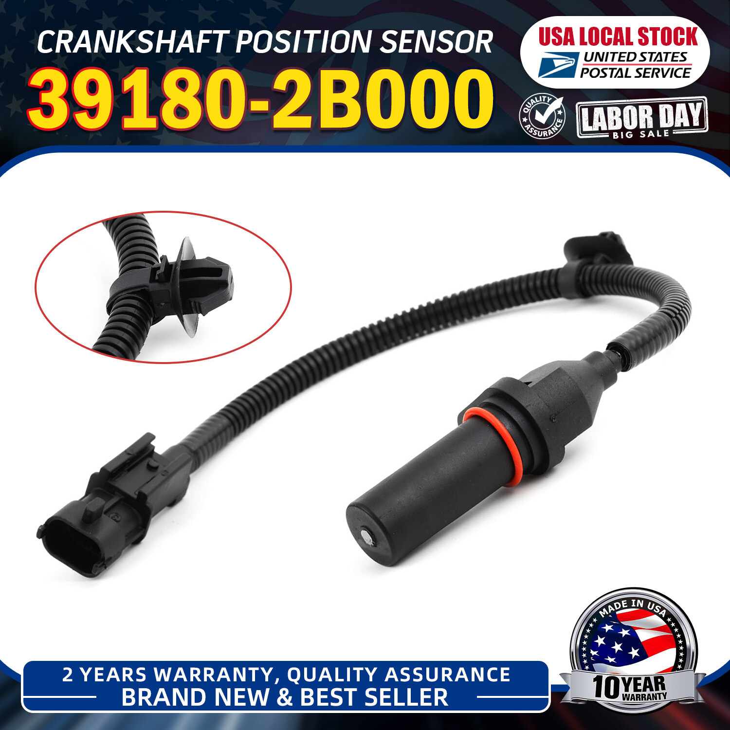 39180-2B000 Genuine Crankshaft Position Sensor New For 2012-2014 Kia Rio 1.6L US