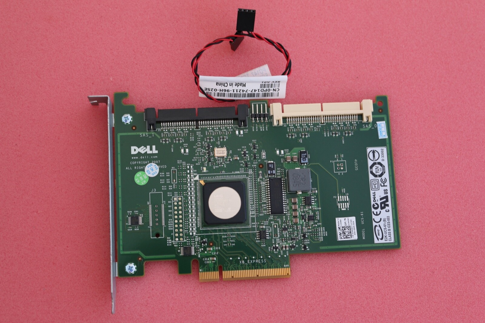 Dell PowerEdge Perc 6/IR SAS RAID Controller JW063 & cable PD147 UCS-61 (0845)