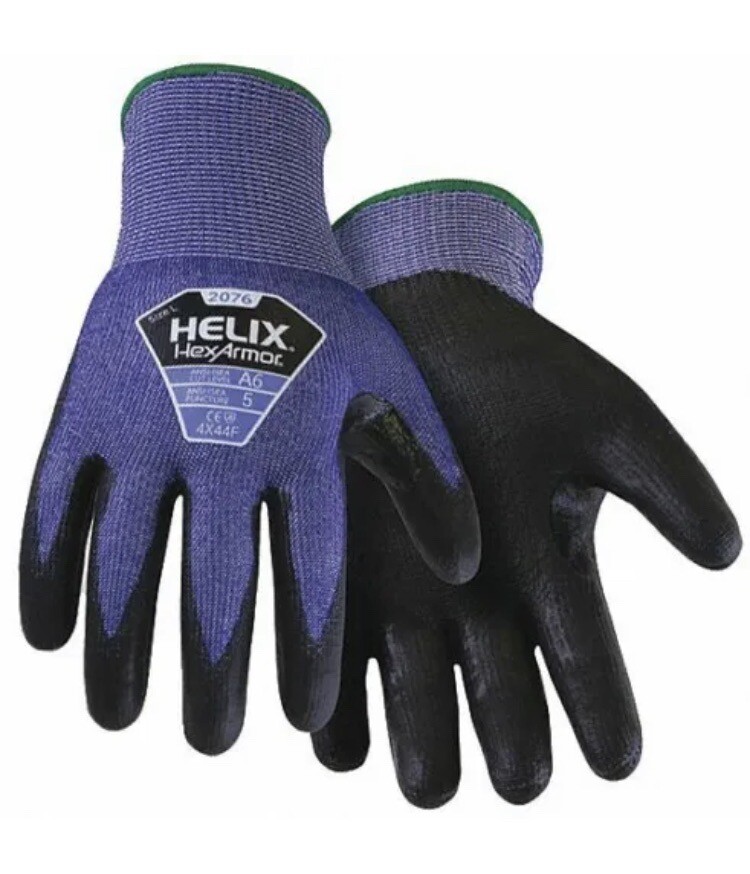 One Pair Of Small HexArmor Helix 2076 ANSI Cut A6 Knit Glove 360 Cut Protection