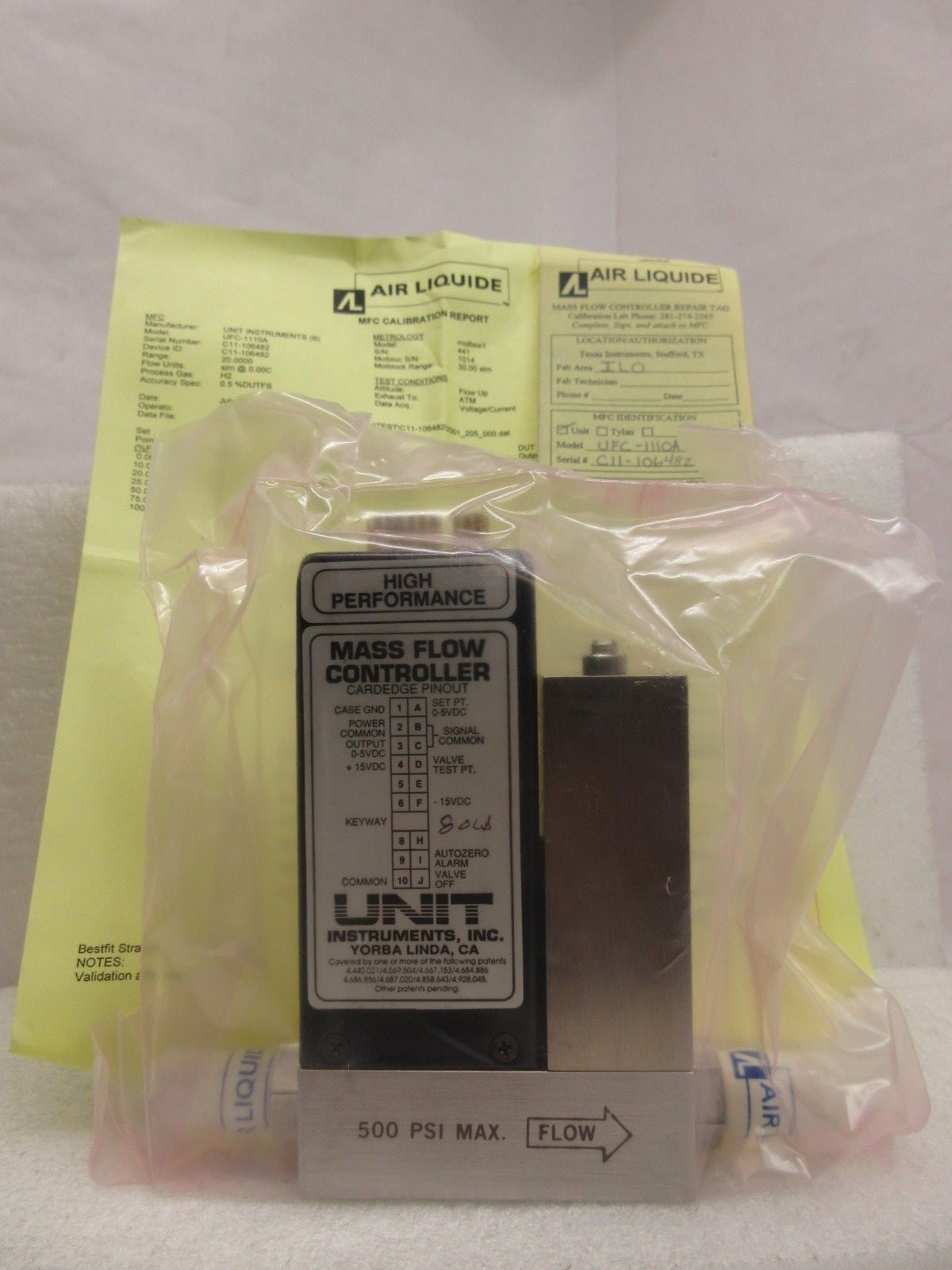 UNIT Instruments UFC-1100A Mass Flow Controller MFC 20 SLM H2 Refurbished