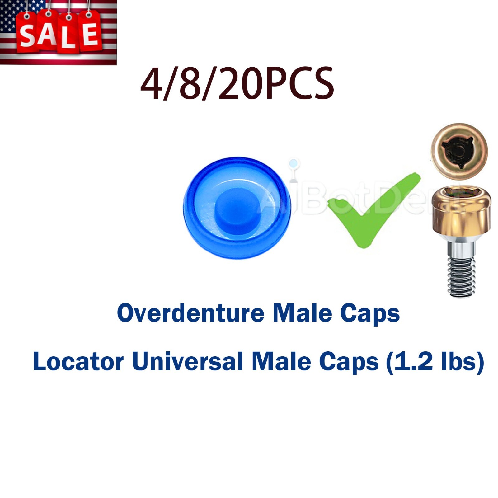 US 4/8/20Pcs Dental Overdenture Retention Implant Caps 1.2Lbs Blue fits Locator