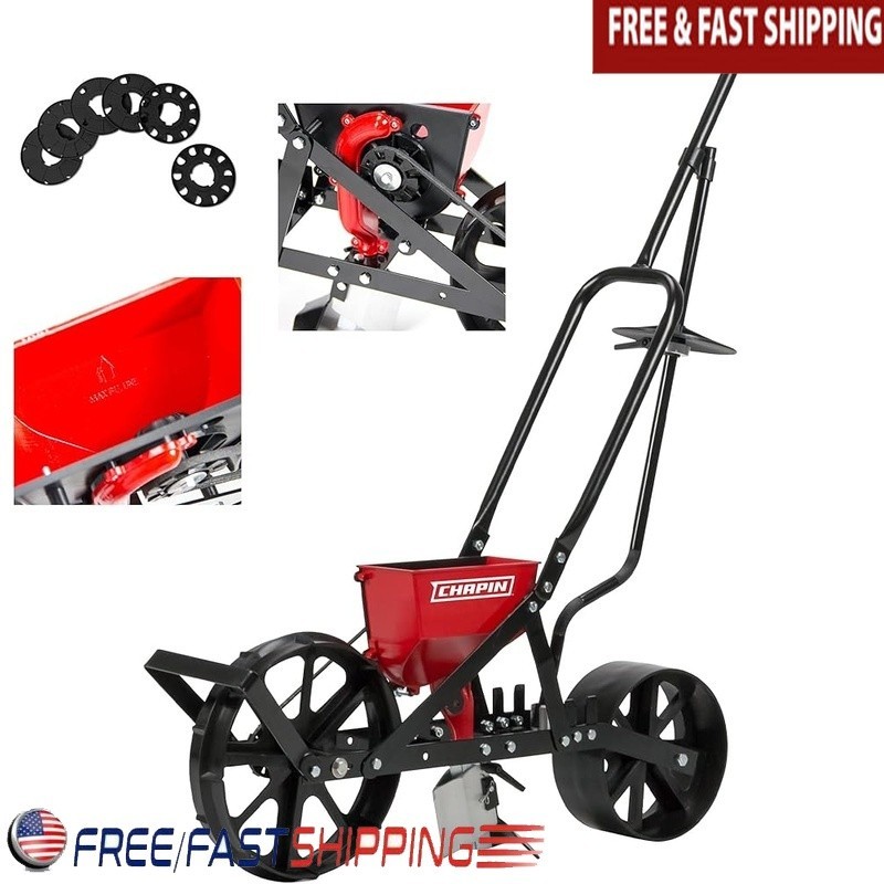 Vegetable Seed Planter Manual Seeder W/ Adjustable Row Marker & 6 Seed Plates US