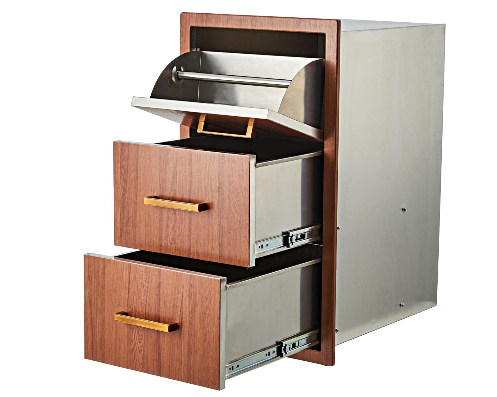 Outdoor Kitchen Drawers 17" W x 30" H x 21" D, Flush Mount Triple BBQ Drawers...