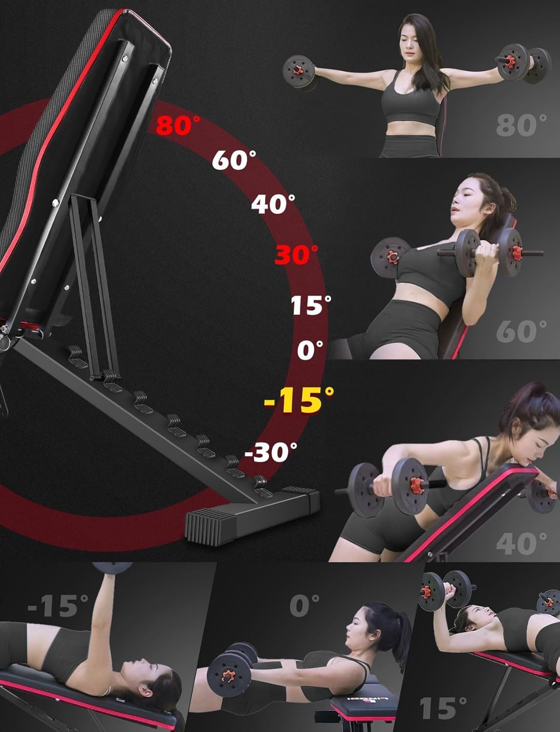 Weight Bench for Home Gym,Foldable Incline Decline Flat Workout Bench