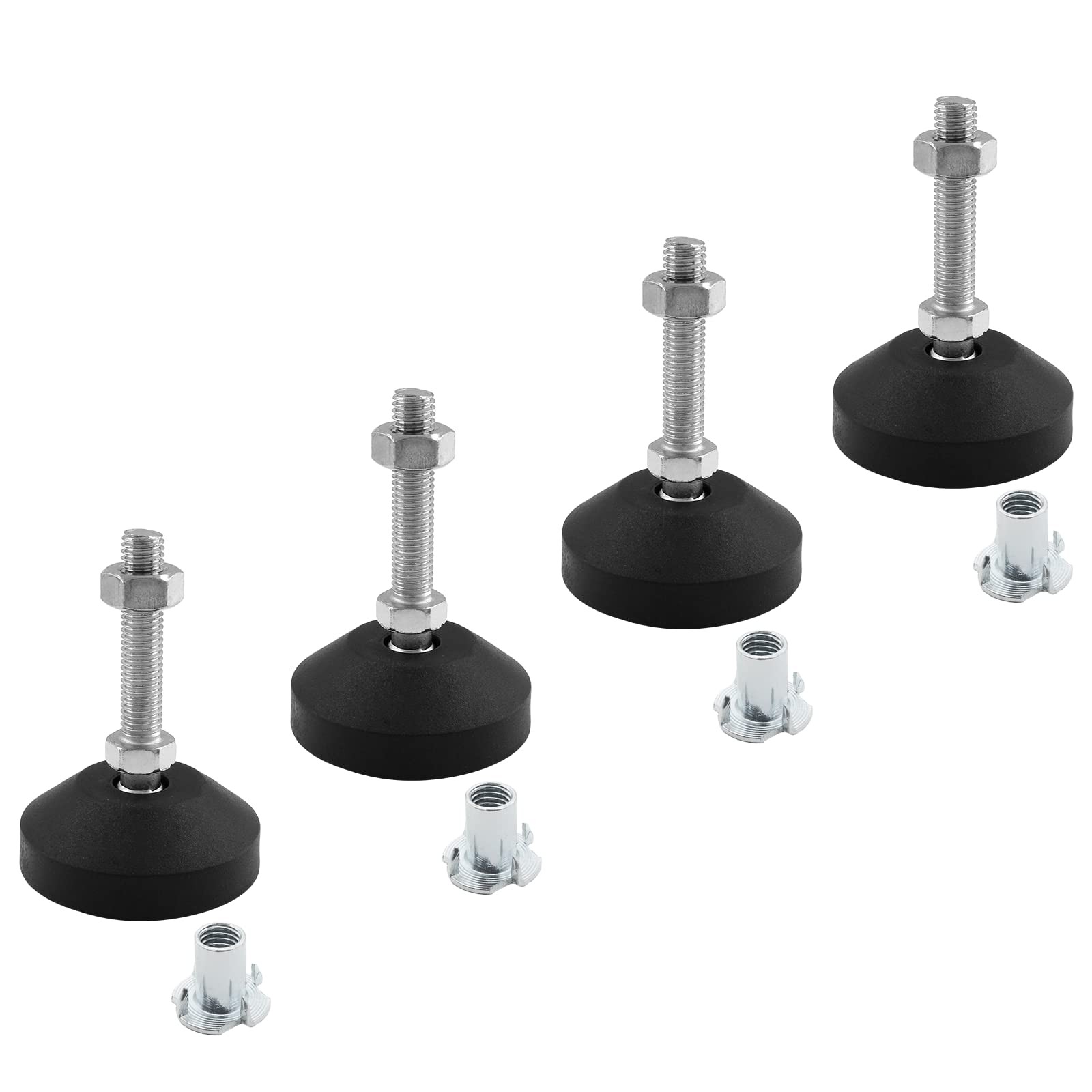 4 Pcs M10 Leveling Feet with T-Nut Adjustable Swivel Furniture Levelers