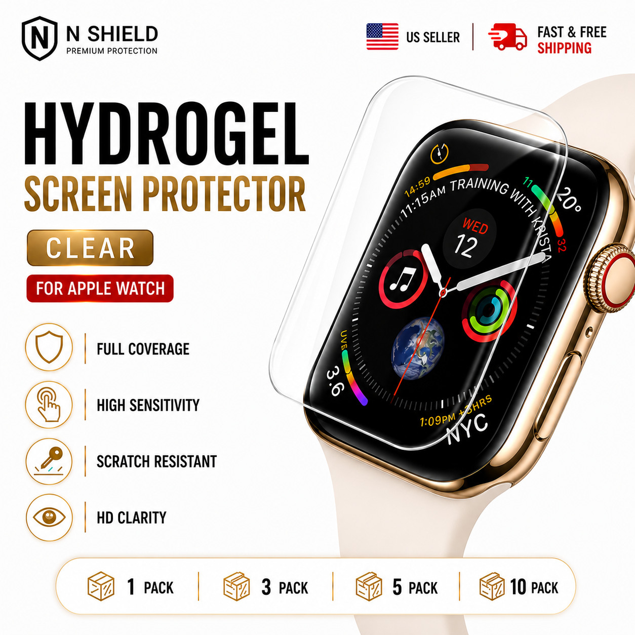 Apple Watch Screen Protector 1 3 5 10 Pack Series 10 9 8 7 SE Ultra 2 Hydrogel