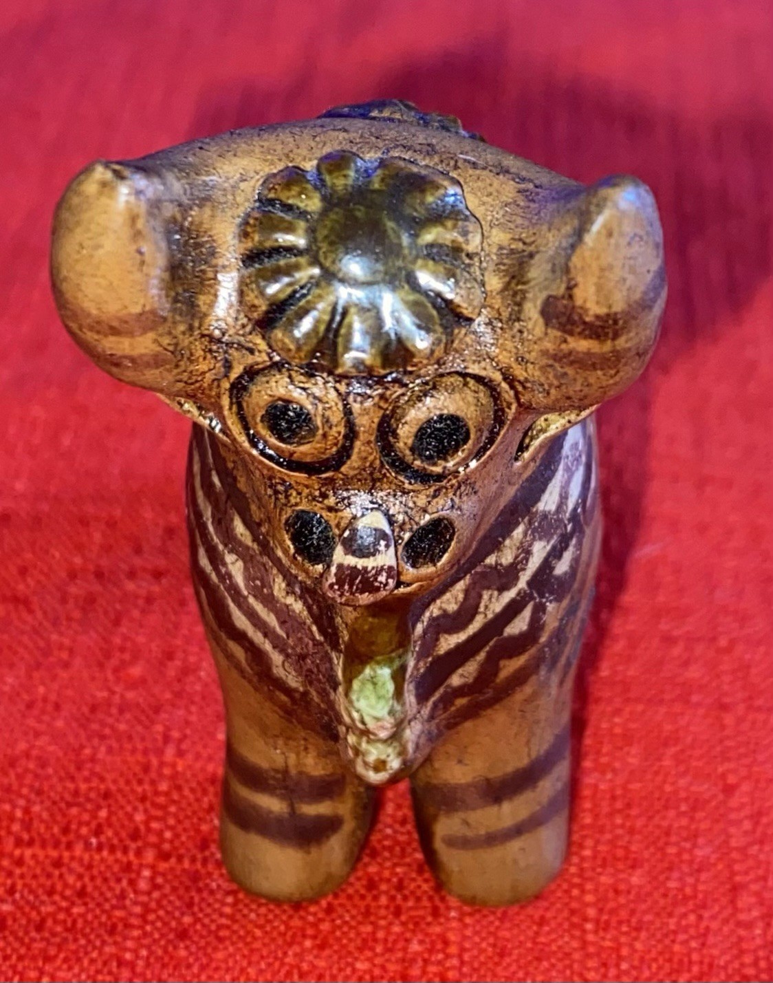 Traditional Peruvian Hand Painted Ceramic Torito de Pucara Bull 2" Folk Art