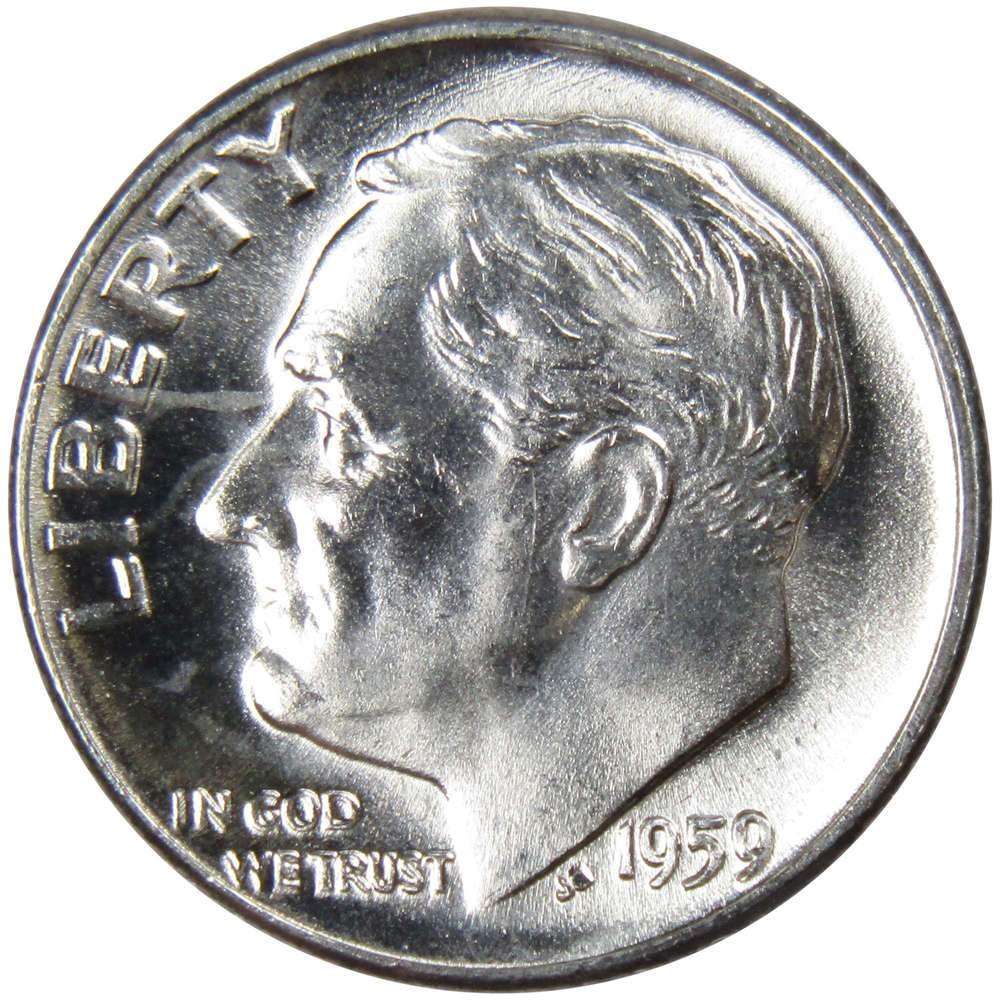 1959 D Roosevelt Silver Dime Uncirculated Mint State 10c Coin
