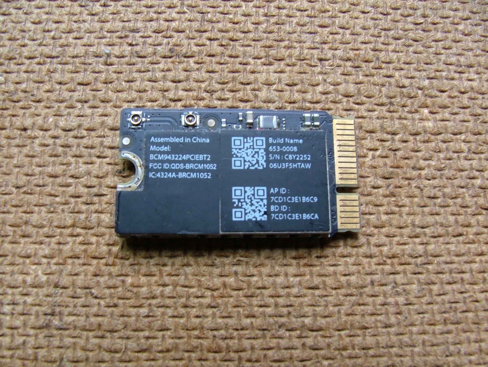 Macbook Air 11” A1465 A1466 653-0020 2013 2014 AIRPORT WIFI BLUETOOTH CARD