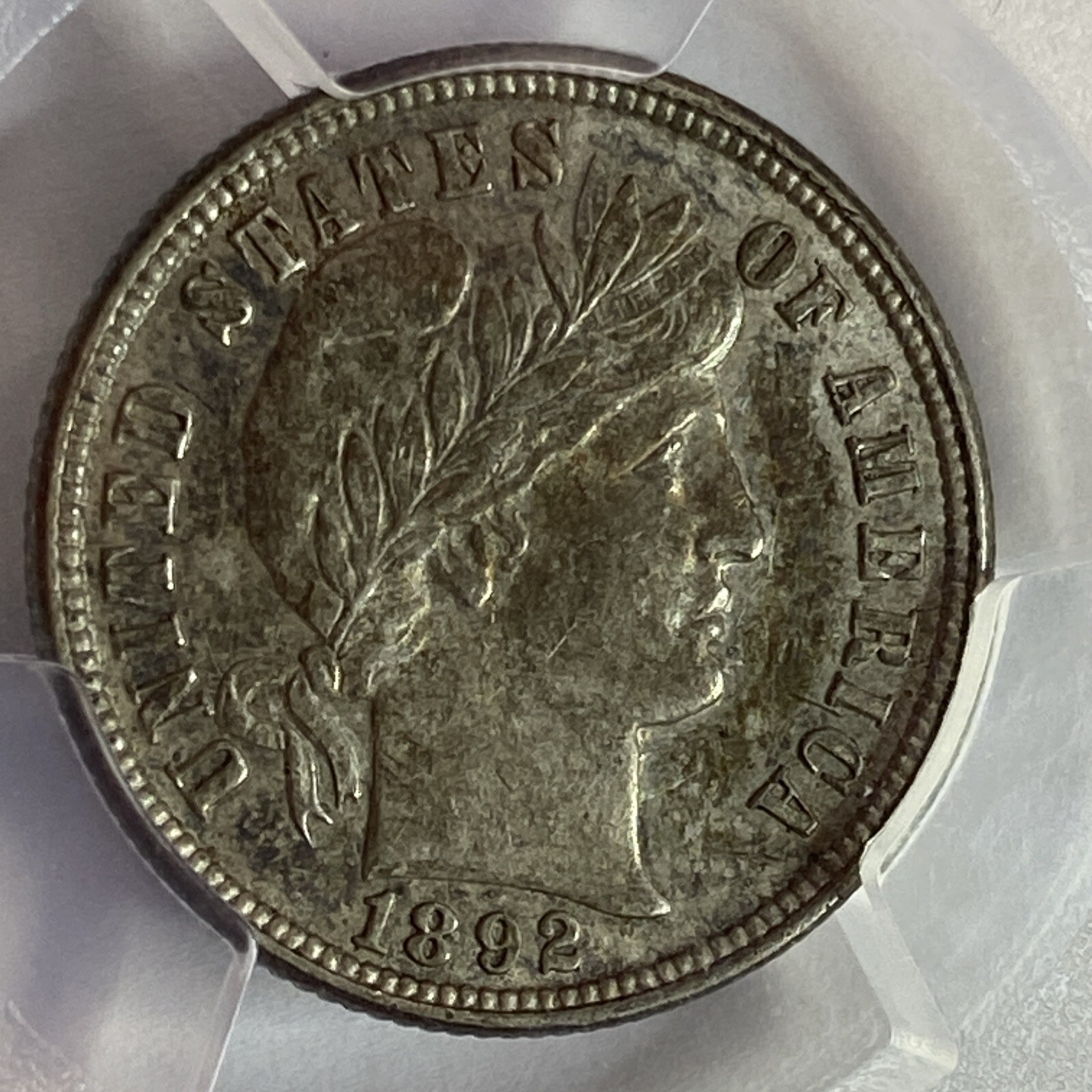1892 Barber Dime 10c PCGS Certified AU58