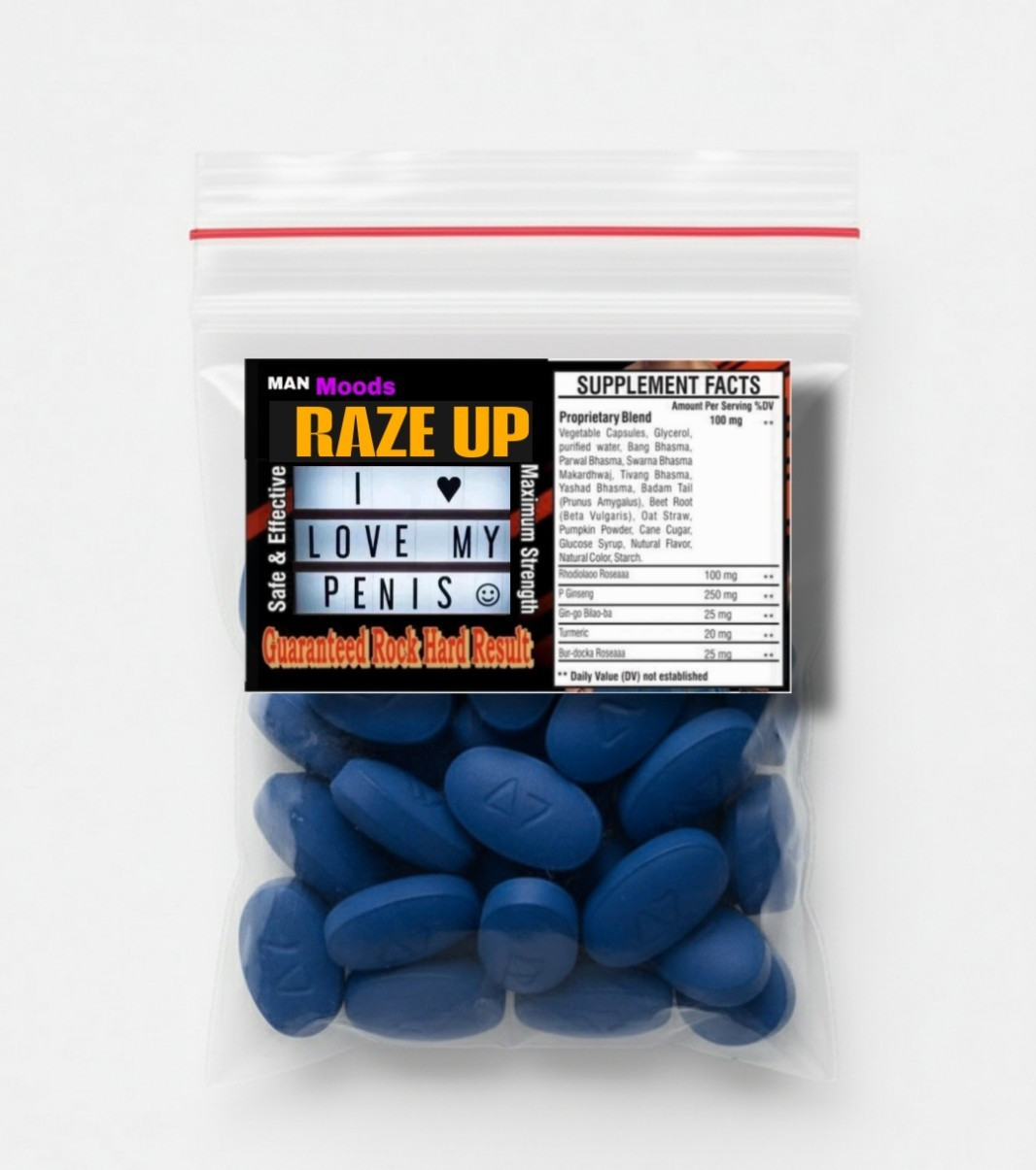 Raze Up Fast Acting Male Male Performance Enhancement 12 Pills RCD 22