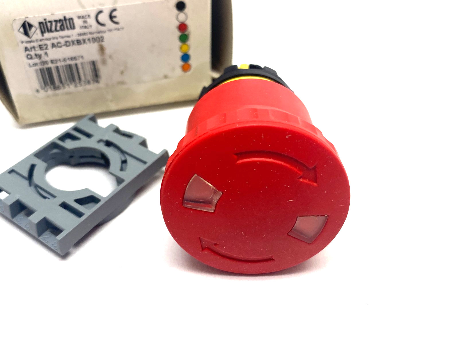 Pizzato E2 AC-DXBX1002 Illuminated Emergency Pushbutton w/ Locking Collar