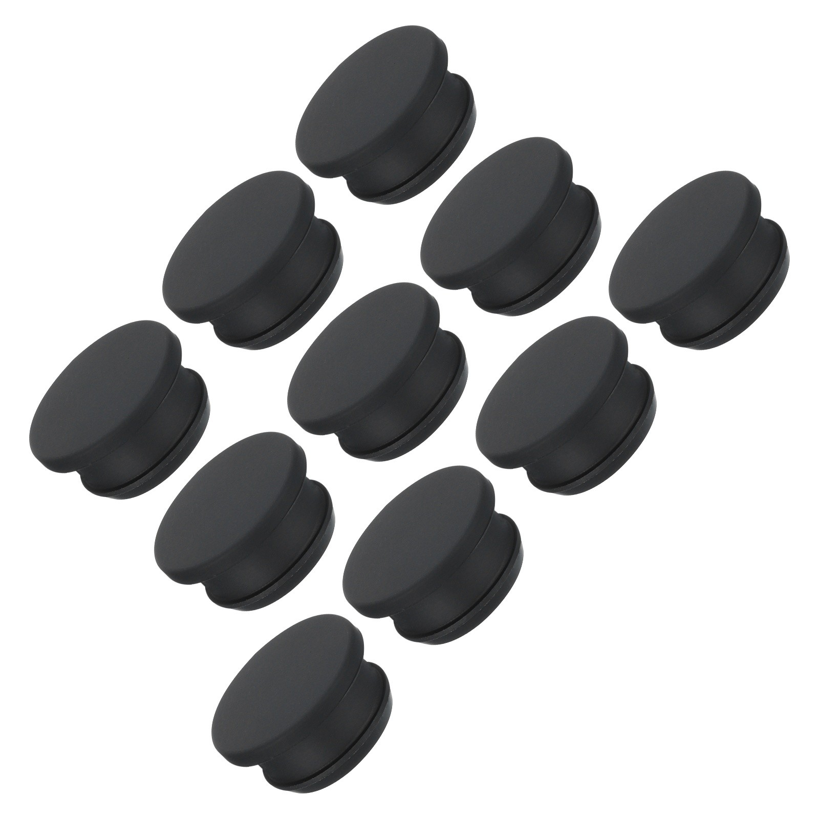 10pcs Silicone Flush Type Panel Round Hole Plugs 25mm Dia. Black