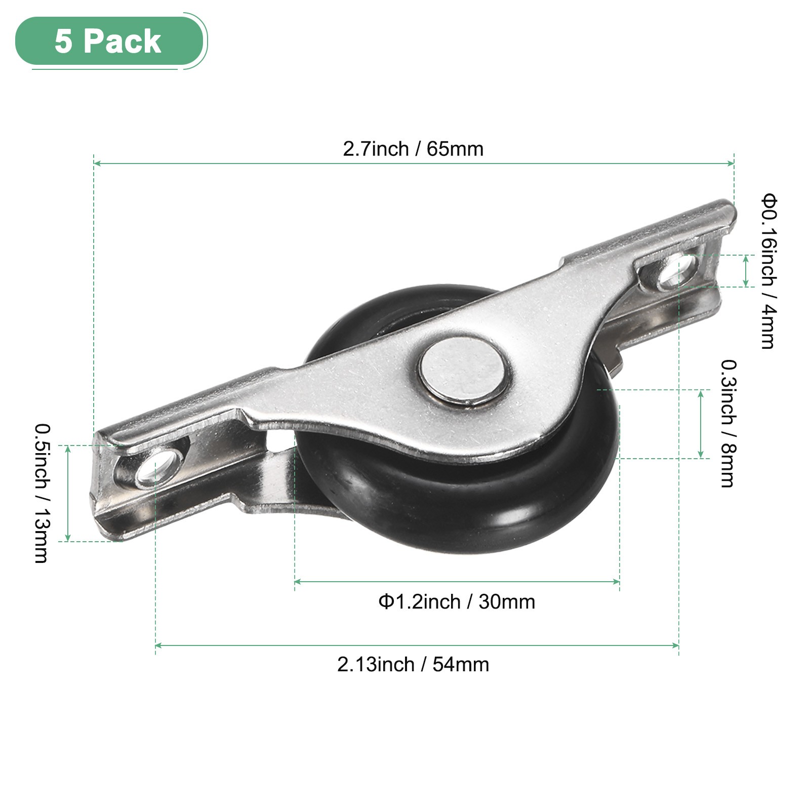 5-Pack Screen Door Rollers, 30mm/1.18" Dia Nylon Single Wheel [Black]