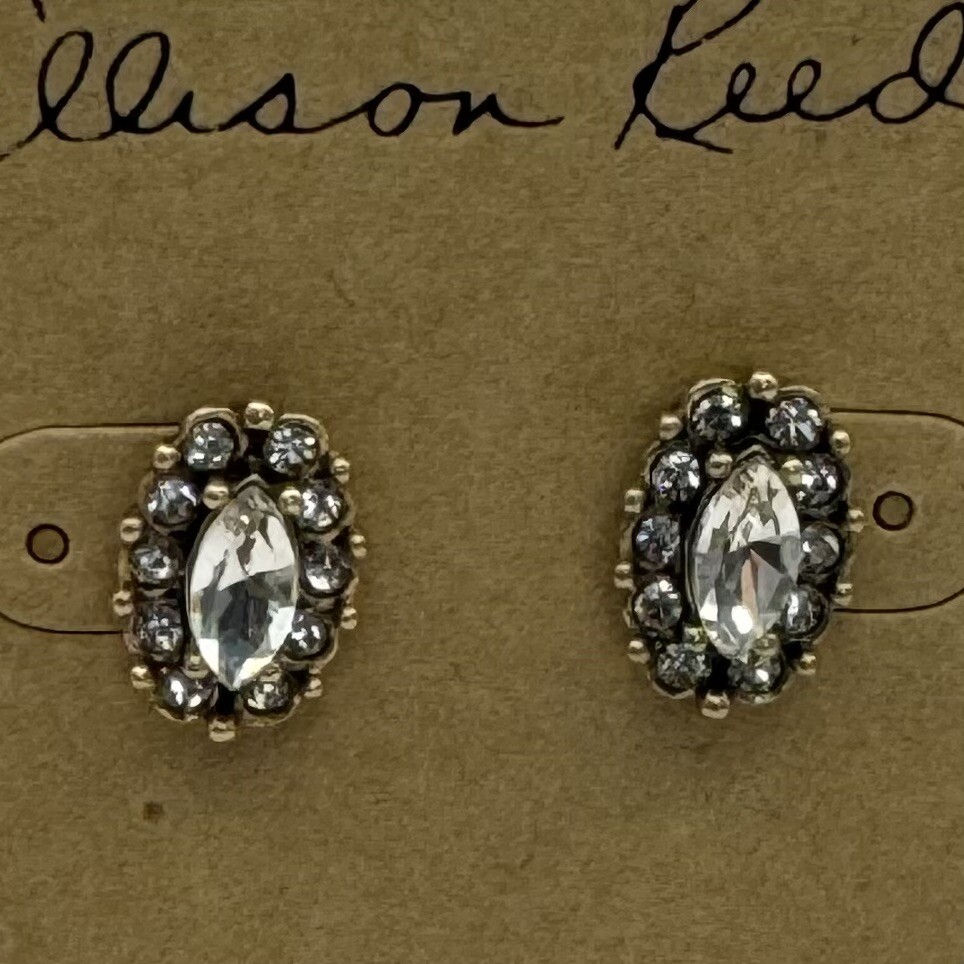 Allison Reed Marquis Cut Center Stone Earrings-Rhinestones