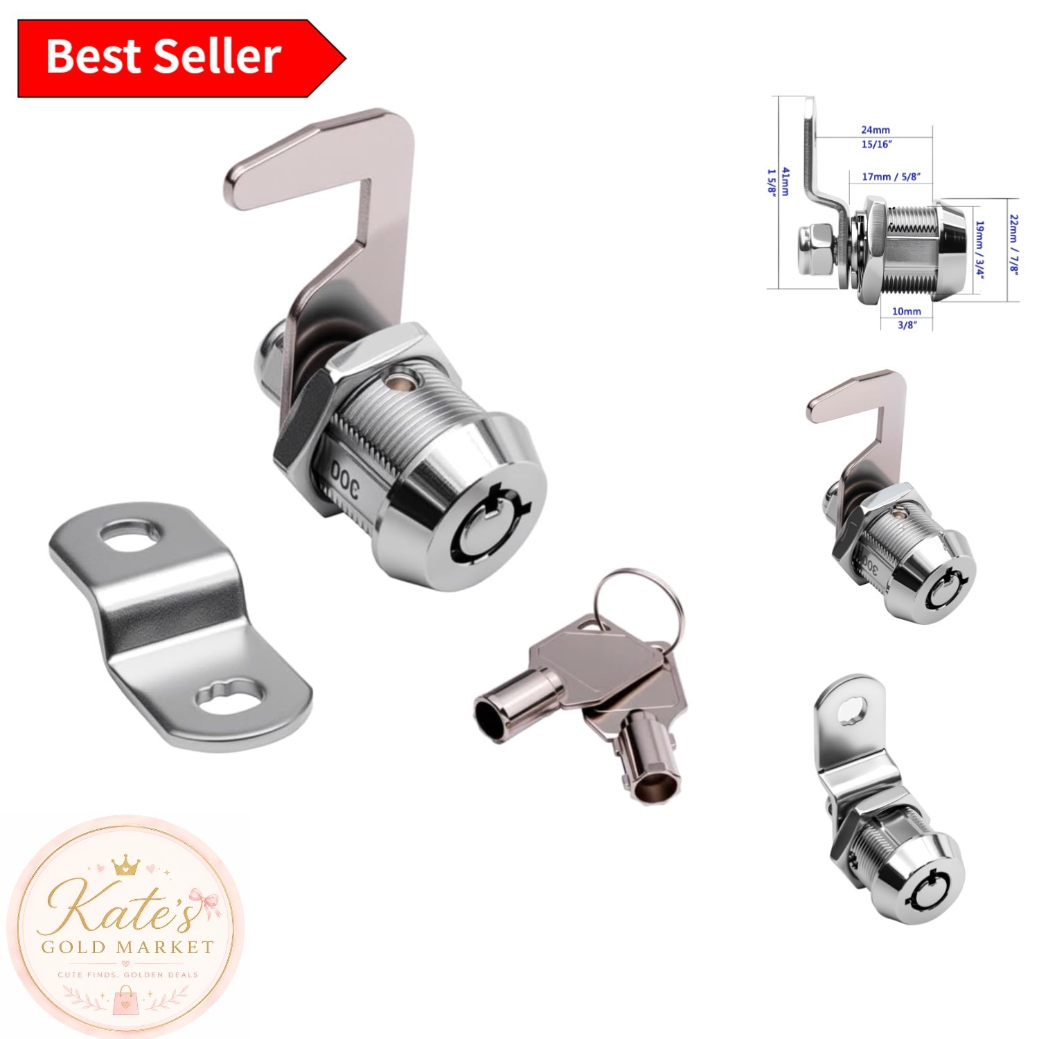 5/8" Keyed Alike Tubular Cam Lock in Chrome - Durable & Easy Install
