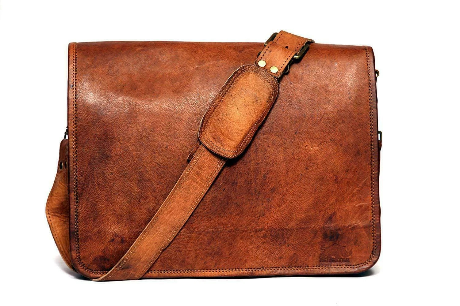 New Men's Genuine Vintage computer Brown Leather Messenger Shoulder Laptop Bag