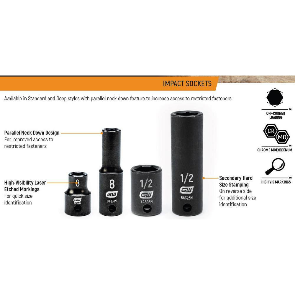 1/2 In. Drive 6 Point SAE Deep Impact Socket 15/16 In.