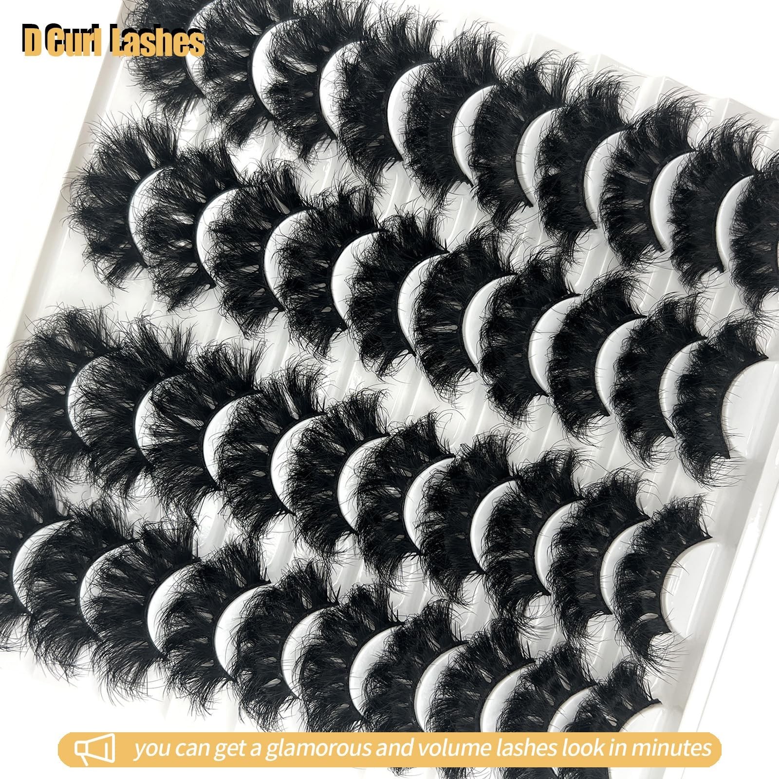 loladook Dramatic Lashes Mink Wispy D Curl Volume Big False Strip Lashes Pack...