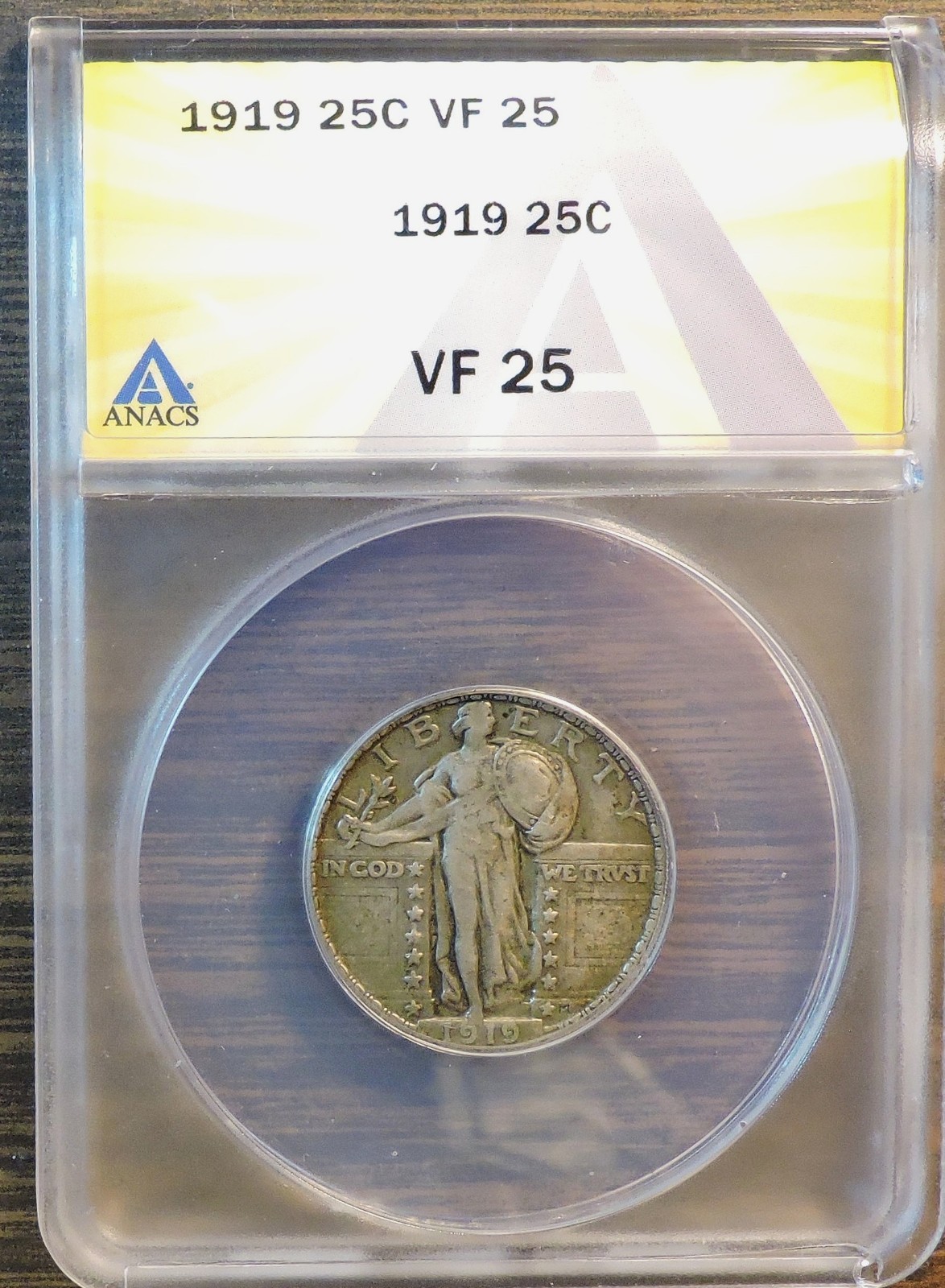 1919 Standing Liberty Silver Quarter ANACS VF25