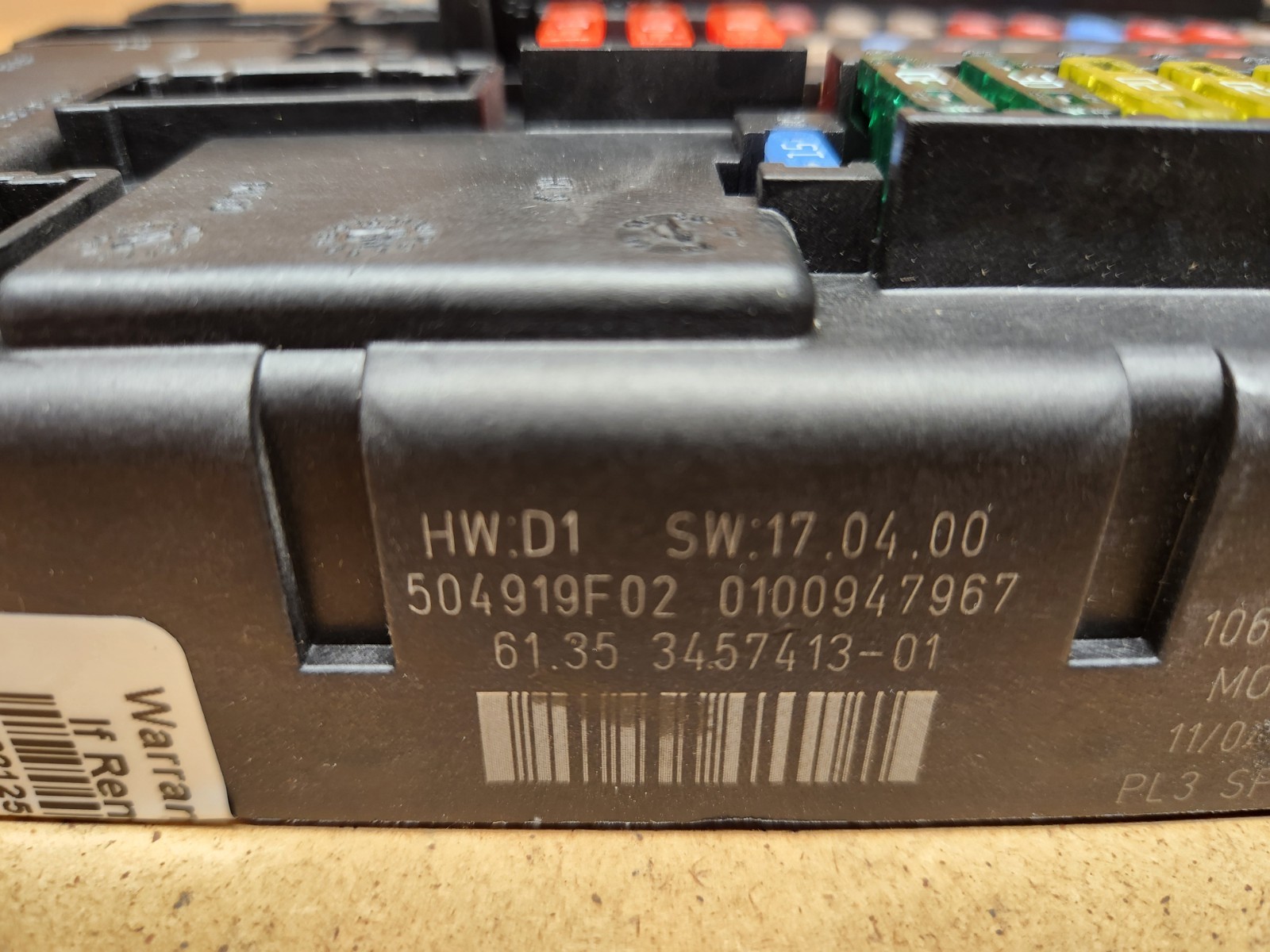 2007-2013 Mini Cooper Interior Fuse Box Part# 61353457413