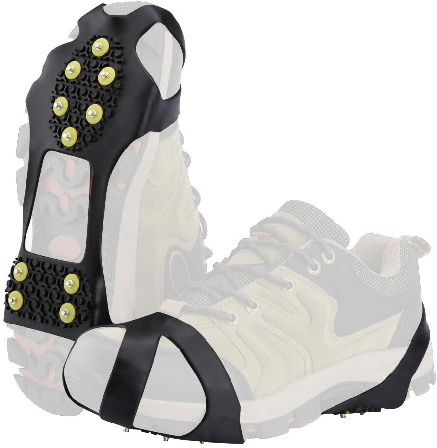 Shoe Ice Cleats Anti Slip Snow Grips With Steel Studs Fits UK Size 10.5 To 13.5