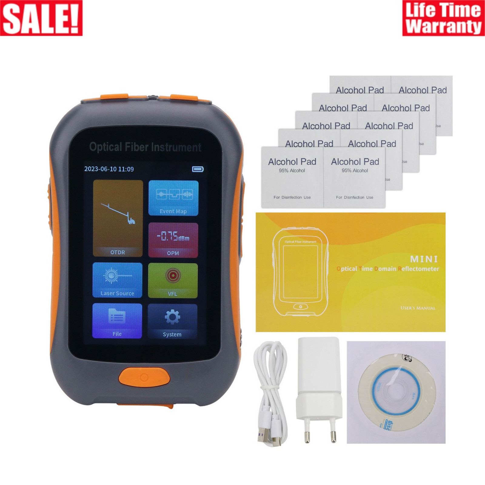 NK2800F2 1610nm Mini OTDR Optical Time Domain Reflectometer 3.5" Touch Screen