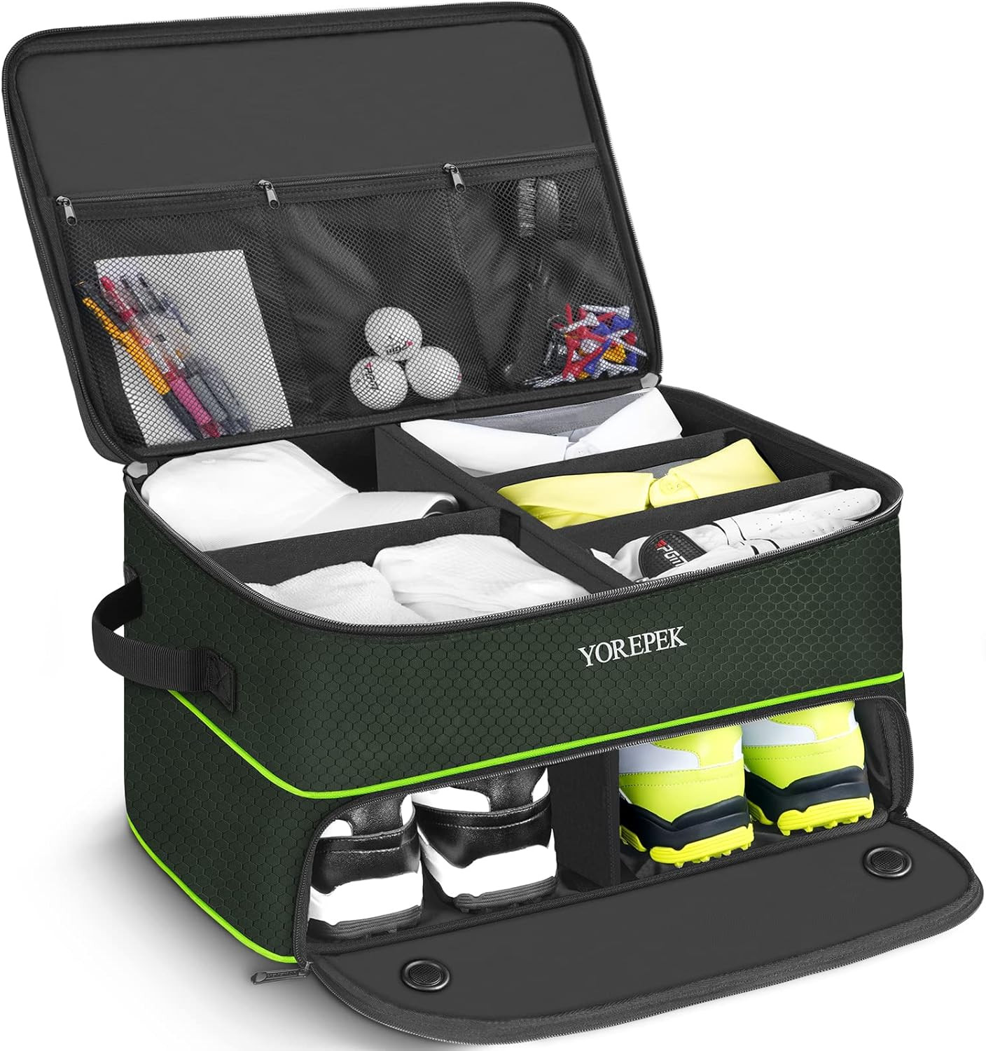 2 Layer Golf Trunk Organizer,Golf Gifts for Men with Ventilated Shoe Compartment