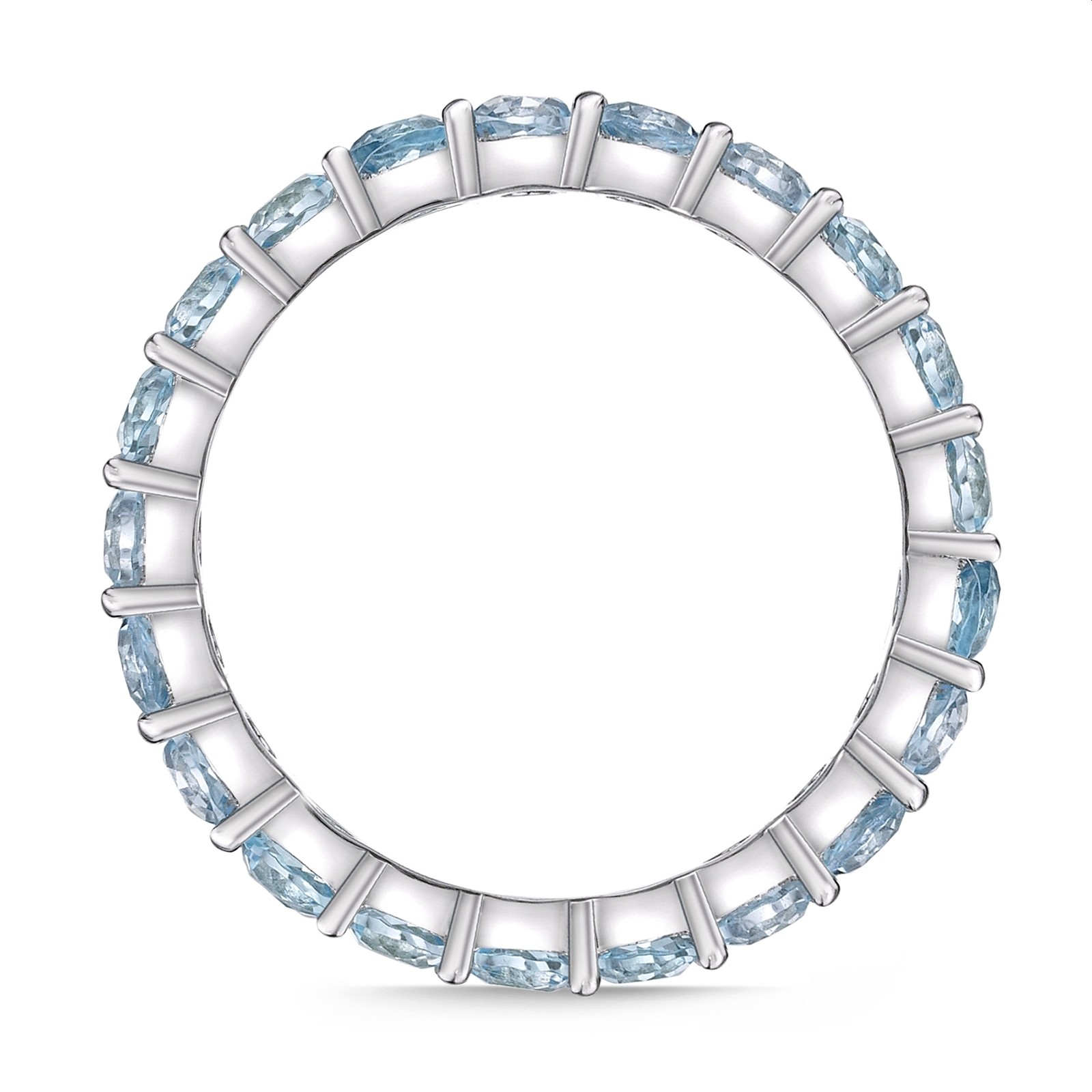 2.20 Round Blue Topaz 925 Sterling Silver Ring, Size - 8