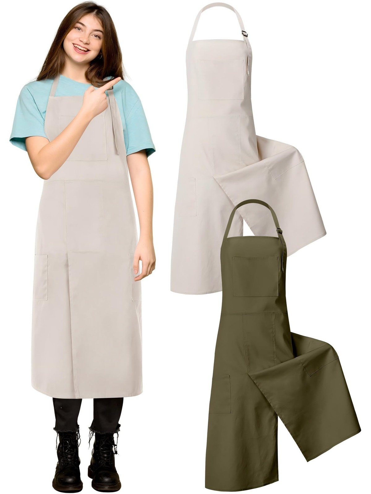 2 Pcs Pottery Apron Split Leg Adjustable Ceramics Apron with 3 Pocket Pottery...