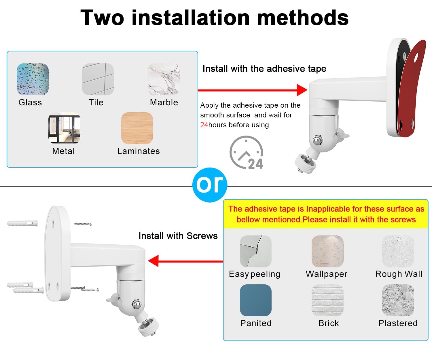 2Pack Adjustable Wall Mount for Arlo Essential 2K Indoor/Outdoor(2nd Generation)
