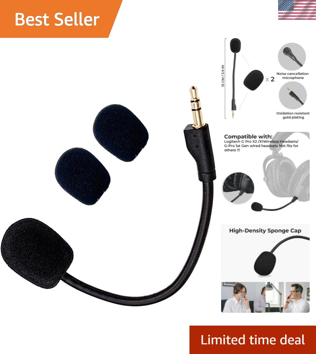 Precision-Engineered Replacement Mic for Logitech G PRO X2 & Wireless Headsets