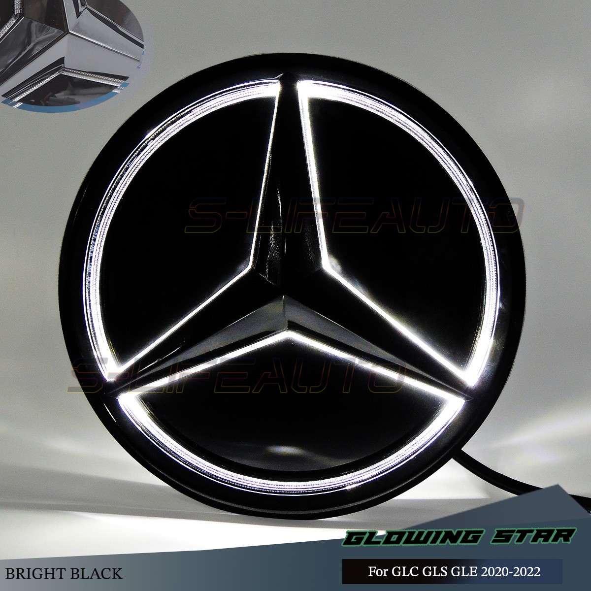 Illuminated Led Grill Emblem Logo Light For 2020-2022 Benz GLC GLE GLS Black