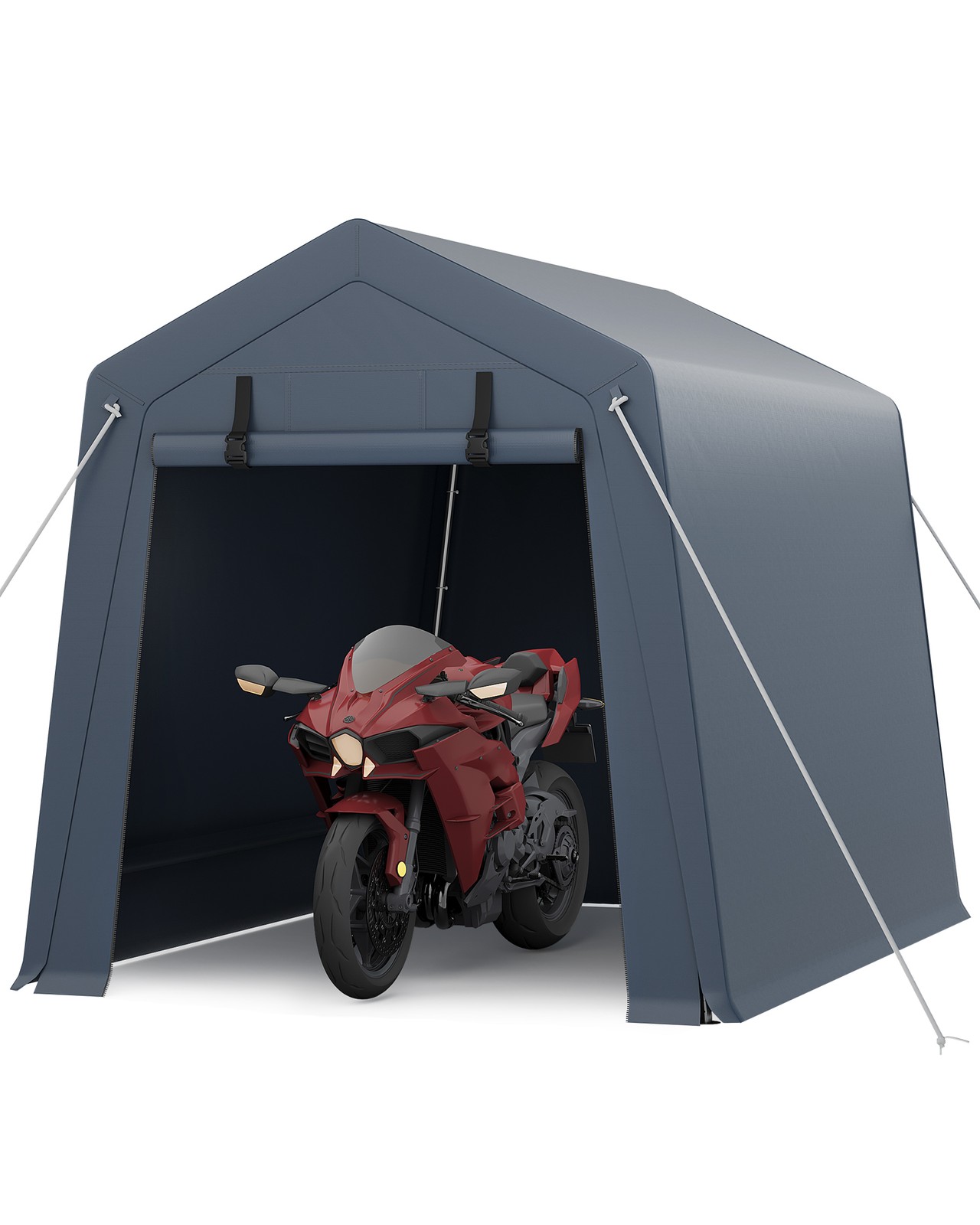 Garvee 6x8 FT Portable Storage Shed Dual Zipper Doors Vents Steel Frame Gray