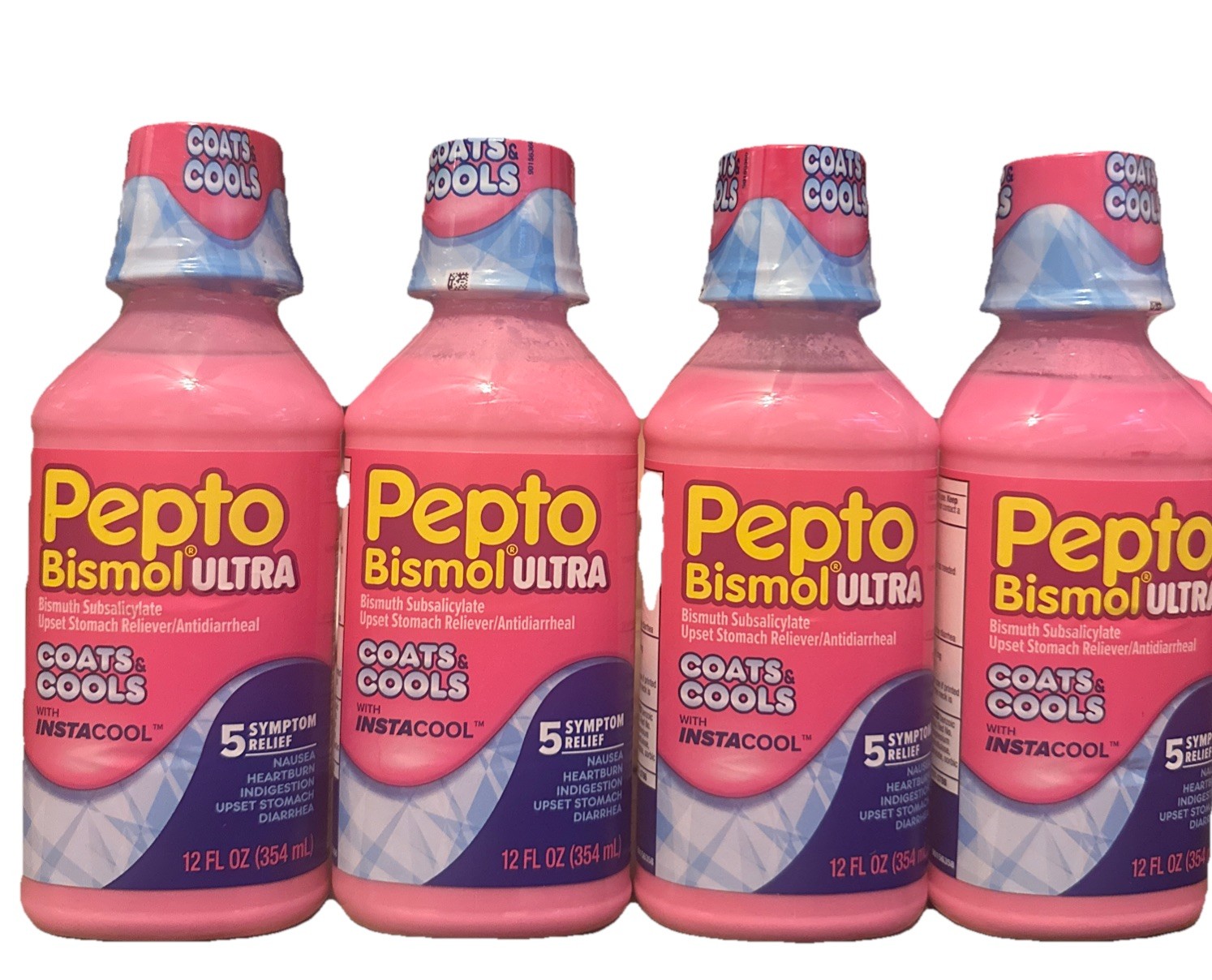 ALL 4! Pepto Bismol Ultra With InstaCool 5 Symptom Relief Coats & Cools Exp 2027