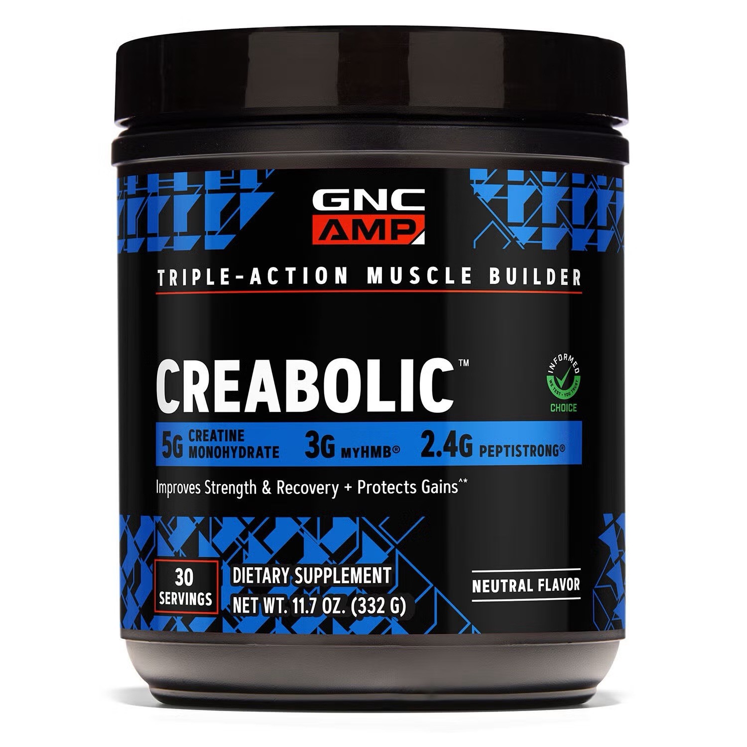 2  GNC AMP Creabolic Muscle Builder Powder 5g Creatine 3g MyHMB Neutral 11.7oz